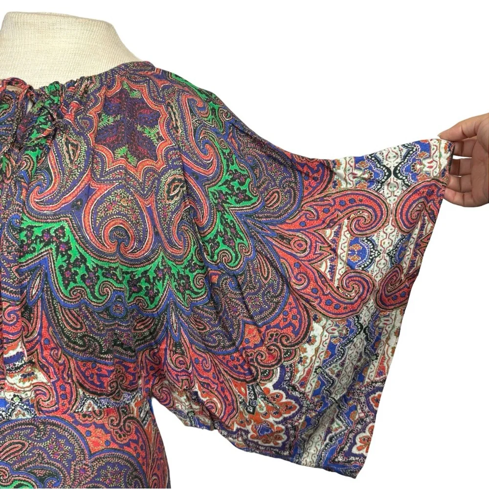 Farm Rio V-Neck Caftan Dress in Multicolor Paisley Print Size Medium - Picture 6 of 16